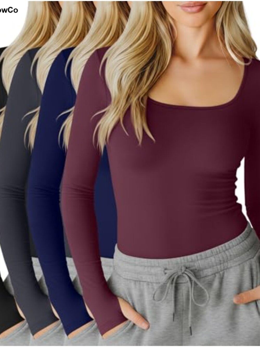 4 Pack Womens Long Sleeve Workout Tops Athletic Shirt Thumb Holes
